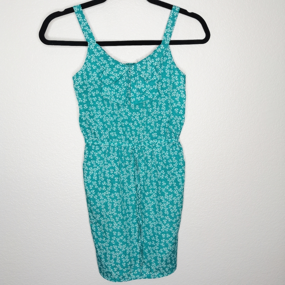 *Bebop Green Floral Sleeveless Shirt Dress Girl’s Fairy Flowy